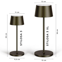 Stilosa 3 XL - Stmívatelná LED dobíjecí stolní lampa IP54 pro vnitřní i venkovní použití - Dobíjecí - Teplá barva světla - Desig